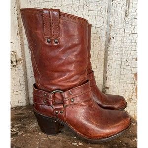 FRYE Women's 77372 Carmen Harness Short Motorcycle Women's Booties Boots Size 7B